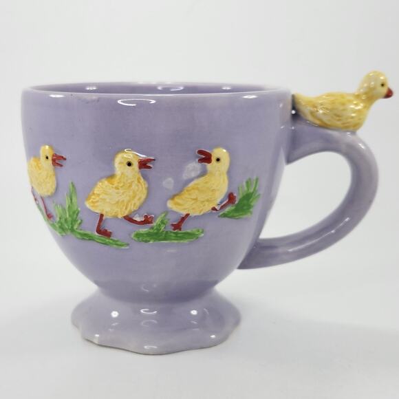Vintage Global Design Connections Duck Mug | Lavender Purple Ceramic Ducklings - Picture 4 of 10